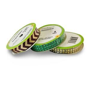 Set of 3 Wrap Ribbons, Diamond & Grosgrain